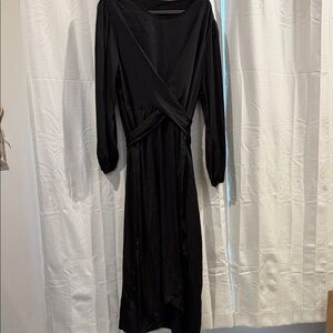 SHEIN Black Long Sleeve Wrap Dress